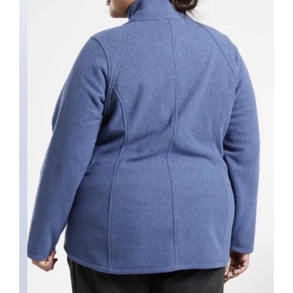 ATHLETA Blue Herringbone Stroll Fleece Full Zip‎ Jacket Women Plus Size 2X - Picture 2 of 10